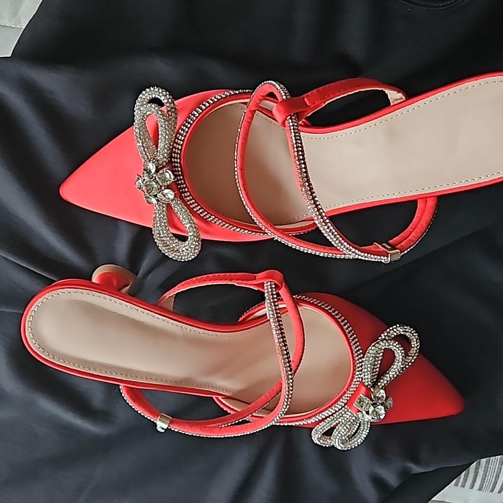 Red  silver  rhinestone shoes worn 1 day